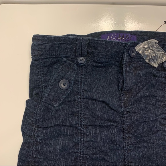 Womens 5 Juniors MILEY CYRUS MAX AZRIA Blue Rinse Denim Scrunch Micro Mini Skirt - Picture 4 of 10